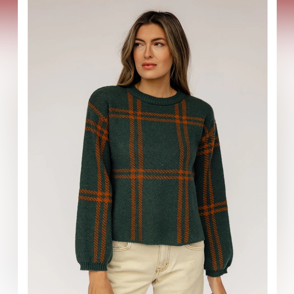 Roolee green and brown sweater